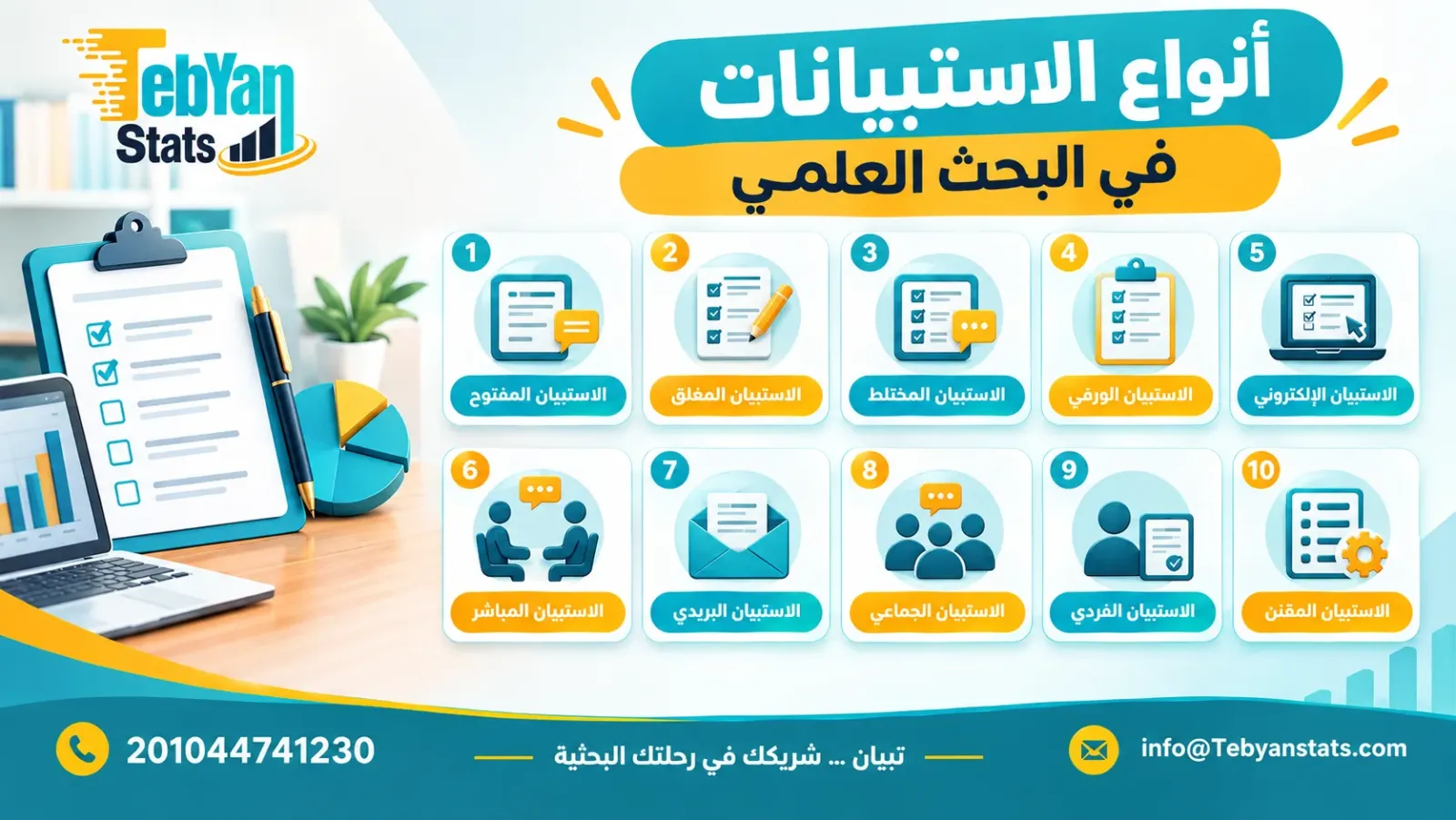 أنواع الاستبيانات في البحث العلمي